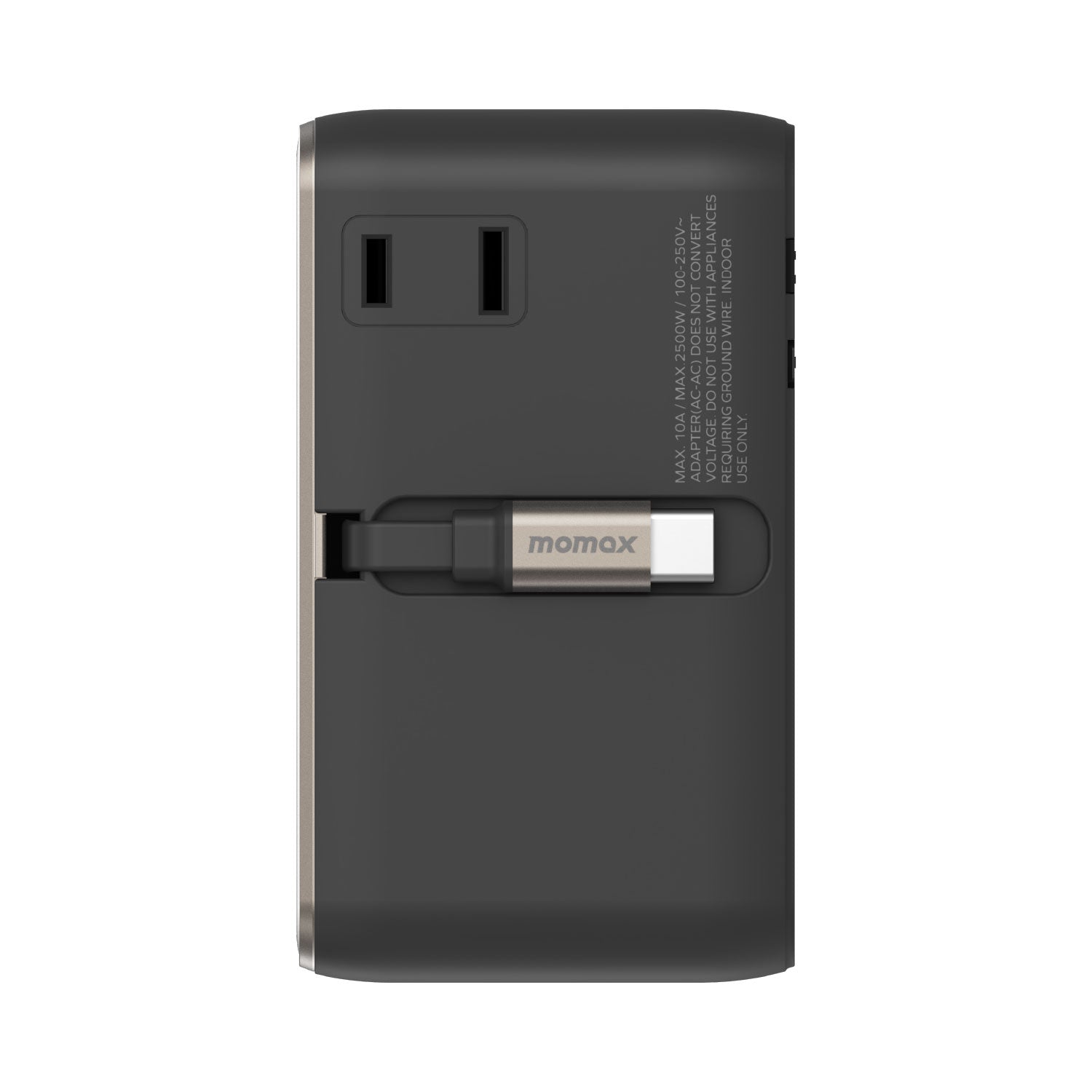 1-World²⁺ 4-Port Mini Universal Travel GaN Charger with Built-In Retractable Cable 100W with Dual AC - Limited Edition