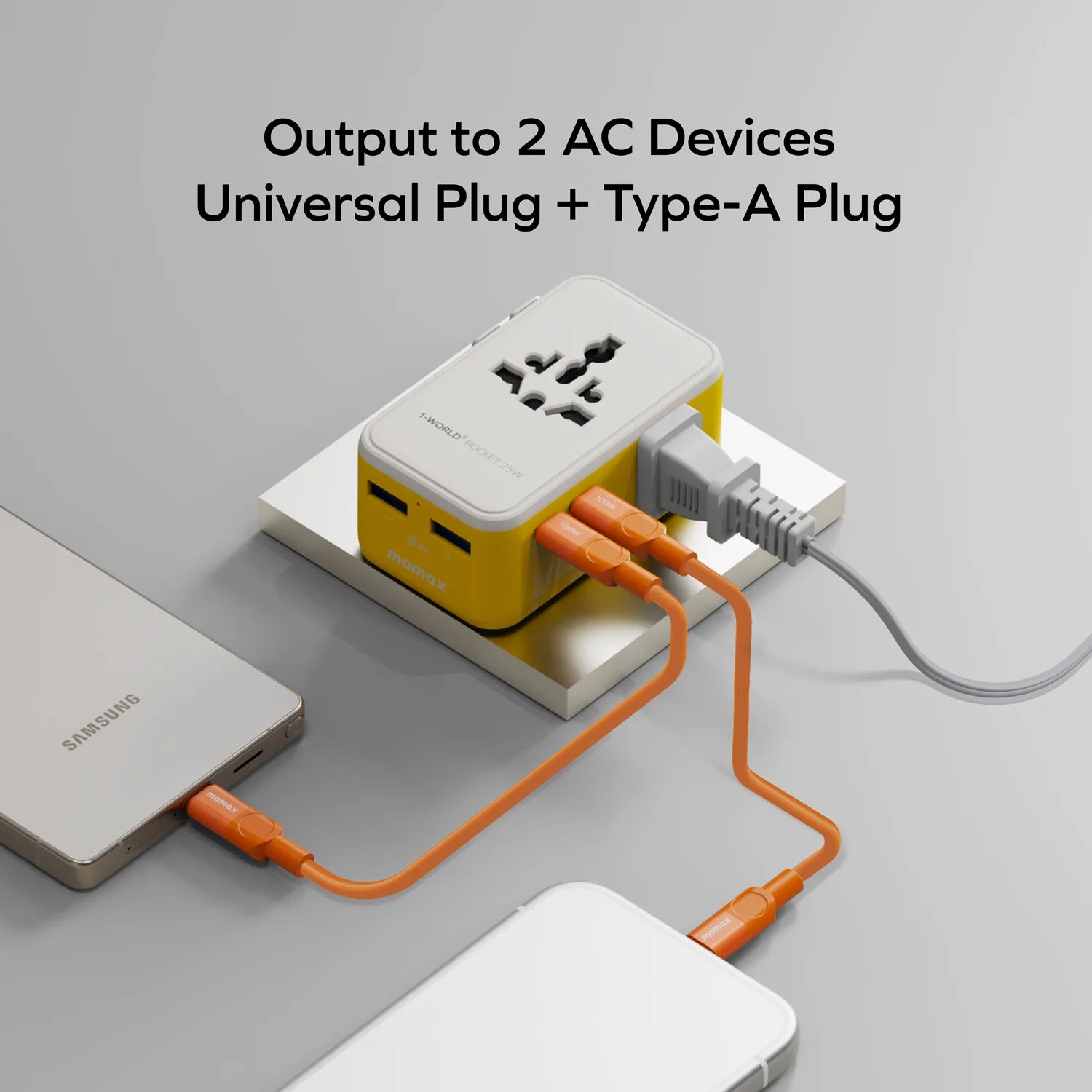 1-World² Pocket 25W 四接口雙 AC 旅行充電插座