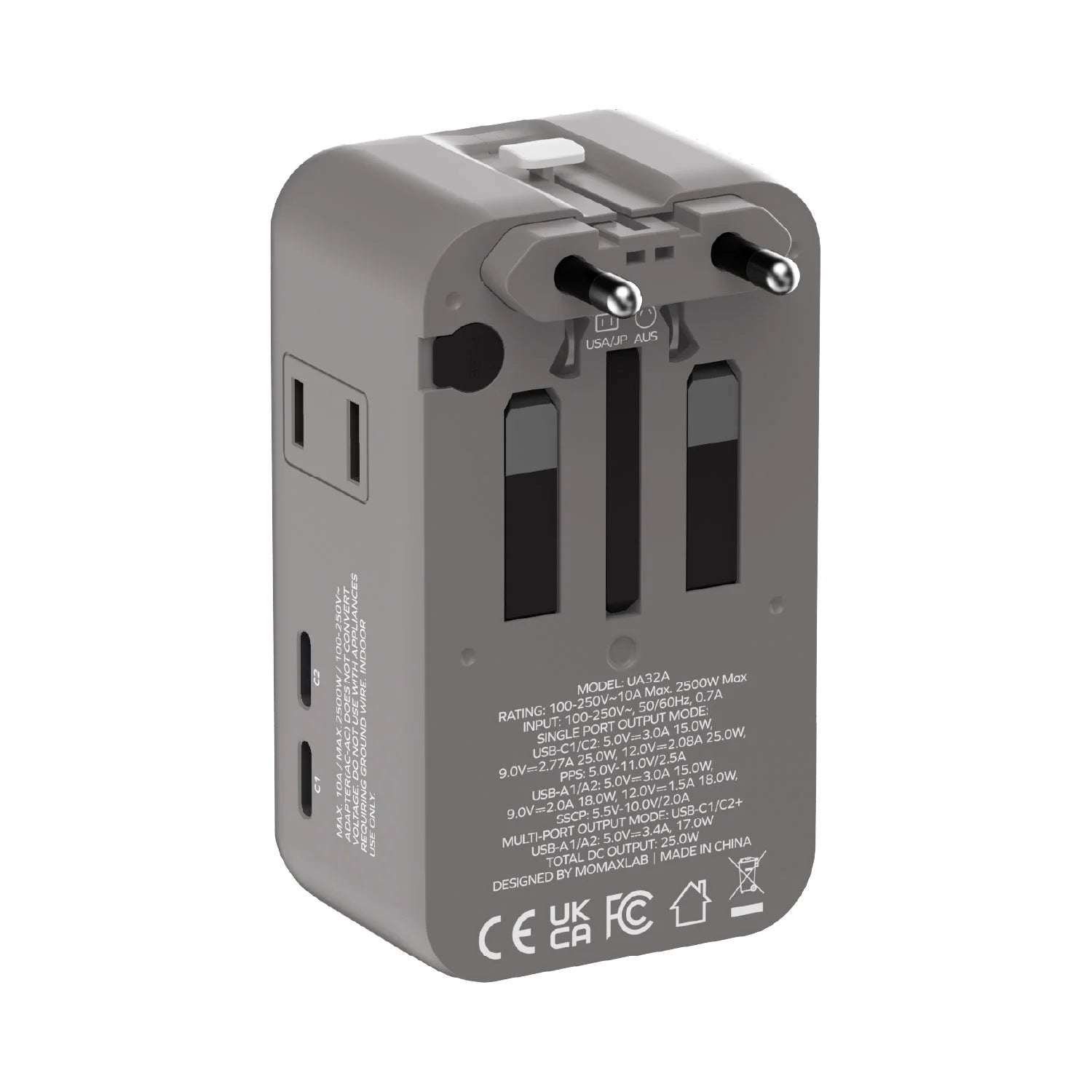 1-World² Pocket 25W 四接口雙 AC 旅行充電插座