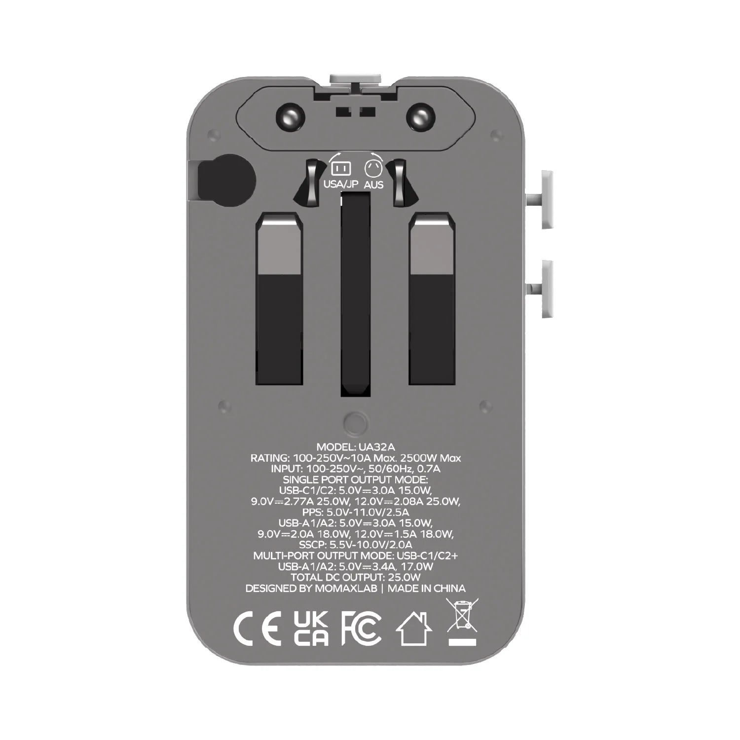 1-World² Pocket 25W 四接口雙 AC 旅行充電插座