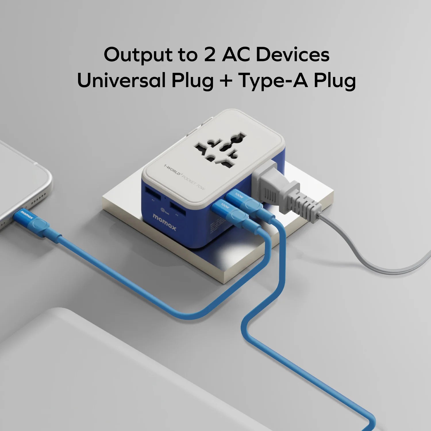 1-World² Pocket 70W 四接口雙 AC 旅行充電插座