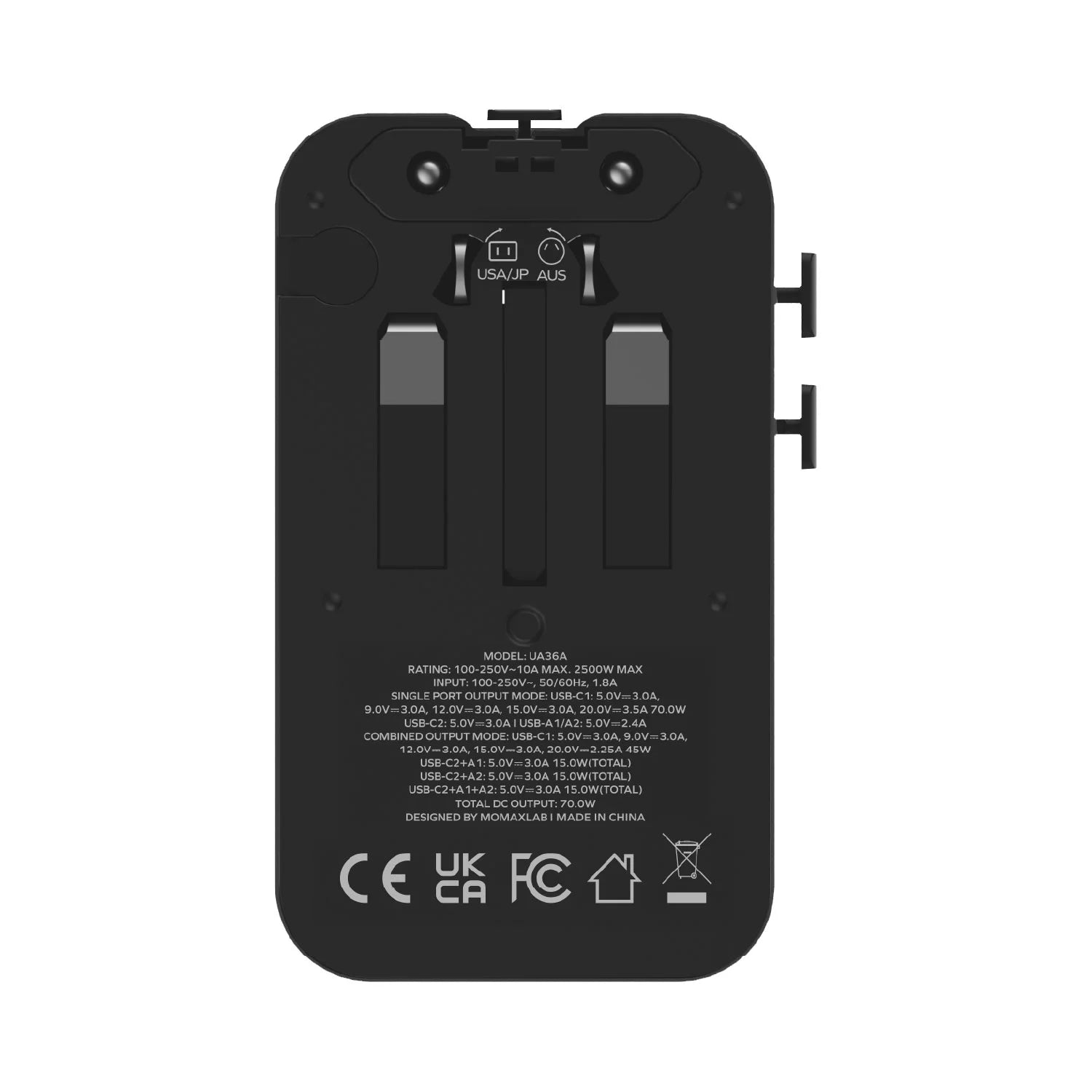 1-World² Pocket 70W 四接口雙 AC 旅行充電插座