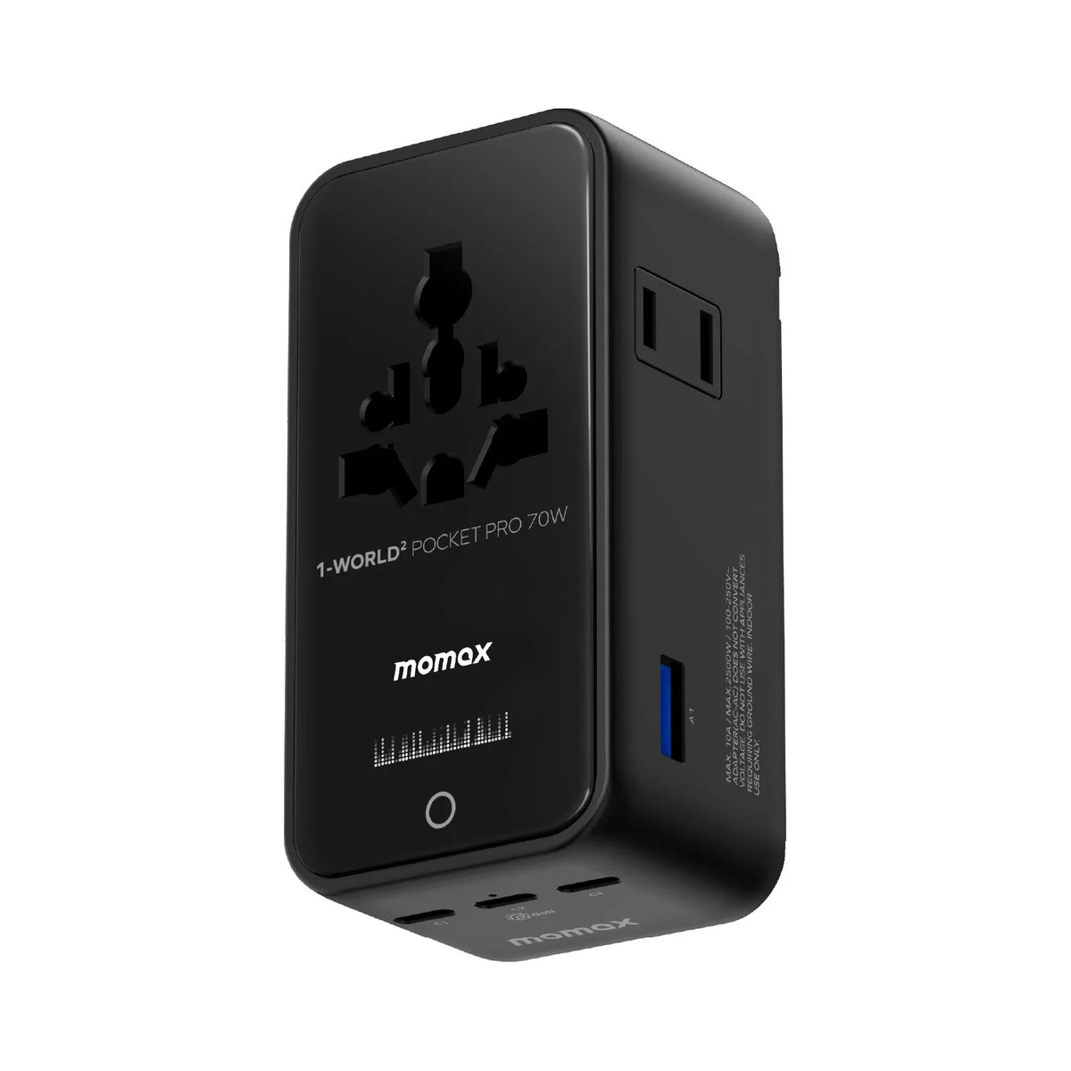 1-World² Pocket Pro 70W 四接口雙 AC 帶 TFT 顯示旅行充電插座 (網上優先發售)