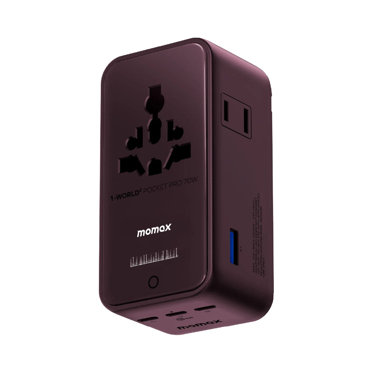 1-World² Pocket Pro 70W 四接口雙 AC 帶 TFT 顯示旅行充電插座 (網上優先發售)