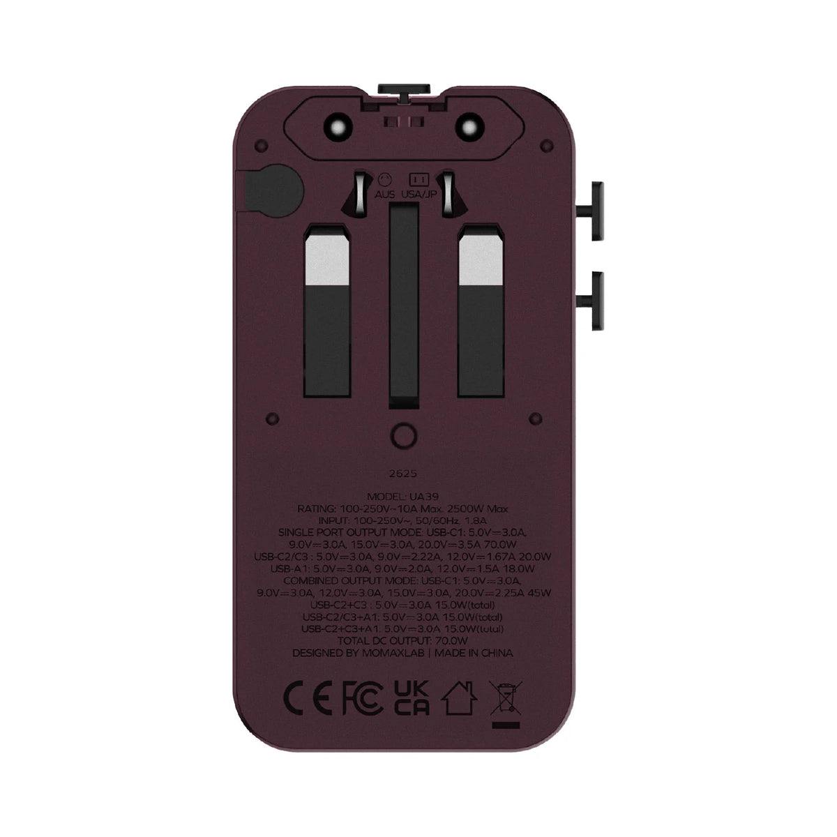 1-World² Pocket Pro 70W 四接口雙 AC 帶 TFT 顯示旅行充電插座 (網上優先發售)