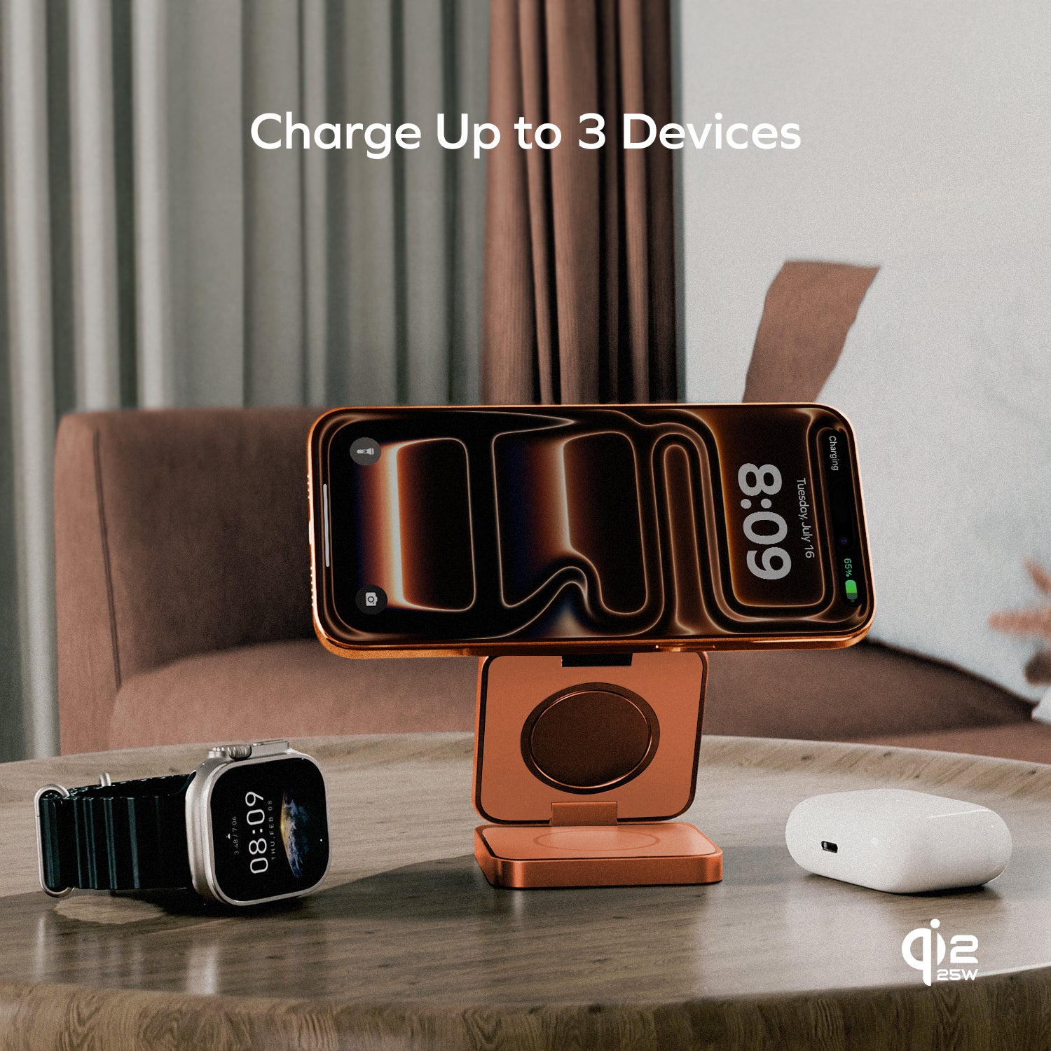 1-Charge Q.Port² 折疊 Qi2.2 三合一無線充電座 [新品預售 | 預計 10 月尾登場]