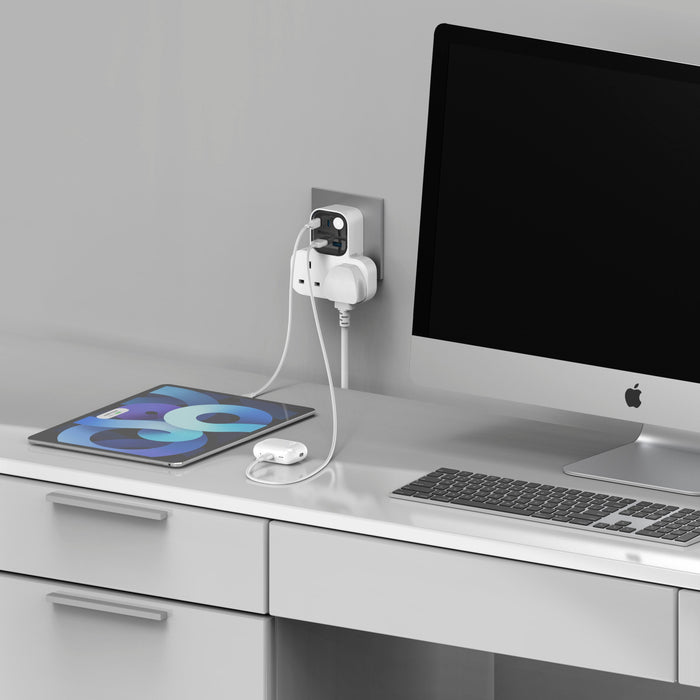 Momax US17UKW 1-Charge Work Flow T-shaped Extension 2 Socket with USB description image 7