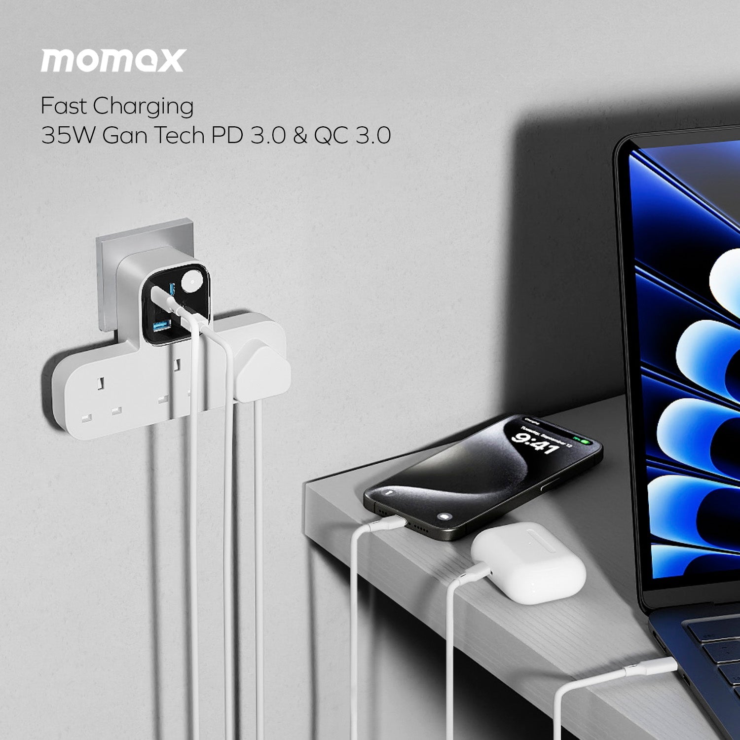 1-Charge Work Flow USB + 3口T型插座  [新品預售 | 預計9月中到貨]