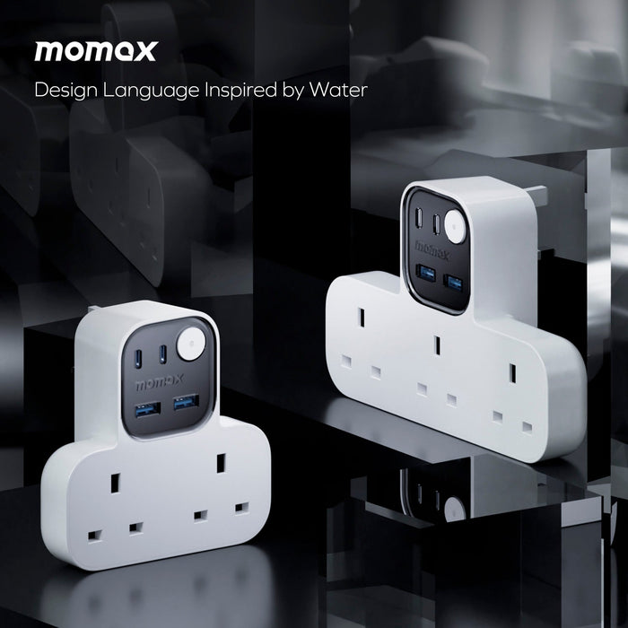 Momax US19UKW 1-Charge Work Flow T-shaped Extension 3 Outlet with USB description image 7