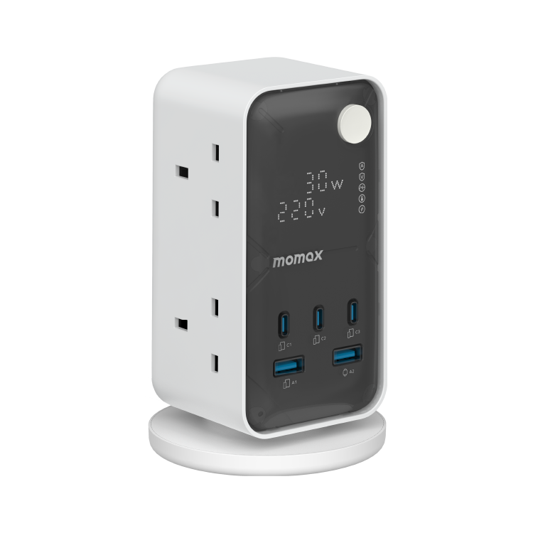 1-Charge Work Flow 6-Outlet GaN Power Tower 35W with USB Ports