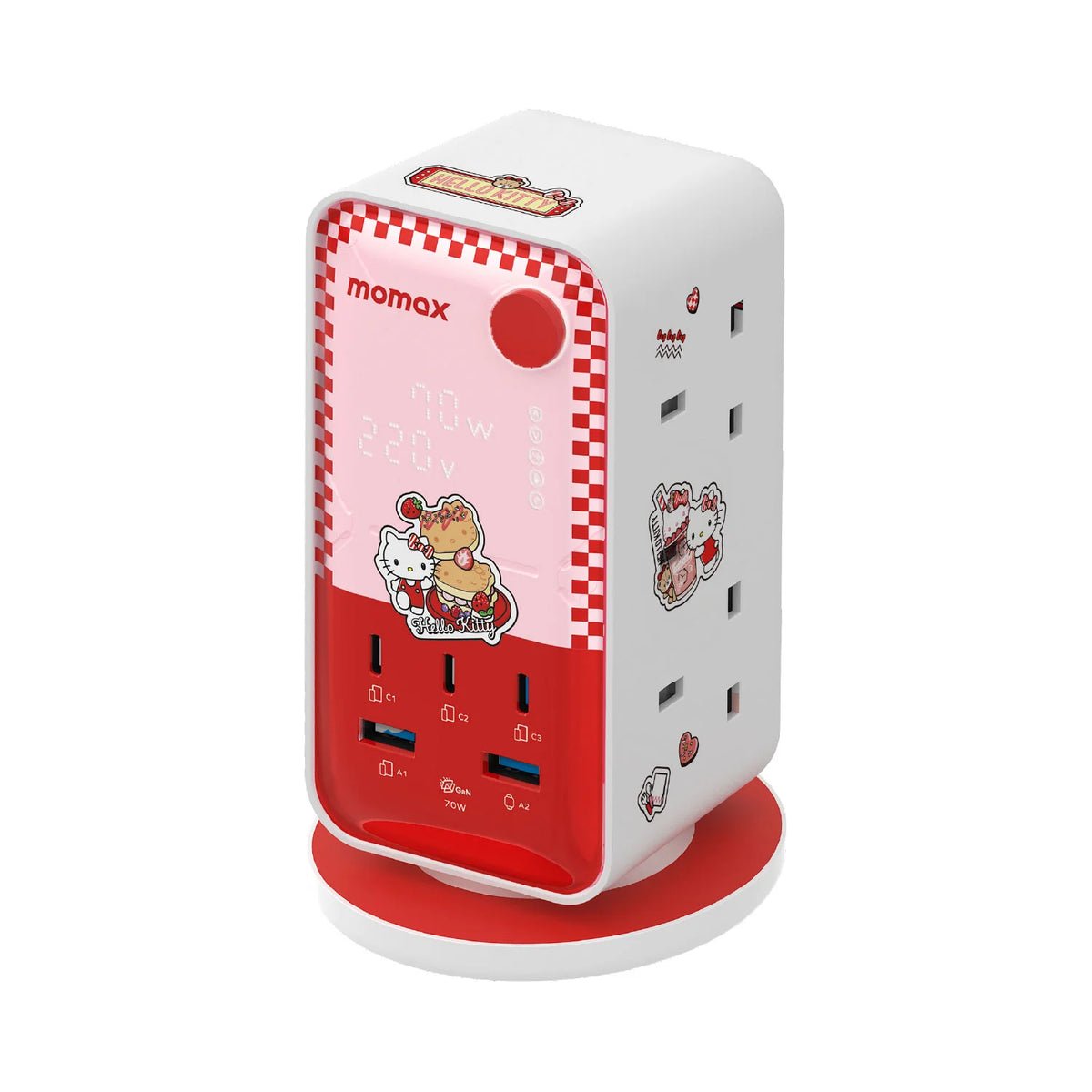 Momax × Hello Kitty 1-Charge Work Flow 70W 2A3C 6 位數顯拖板