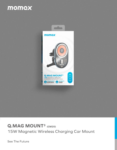Q.Mag Mount 3 15W透明磁吸無線充電車載支架