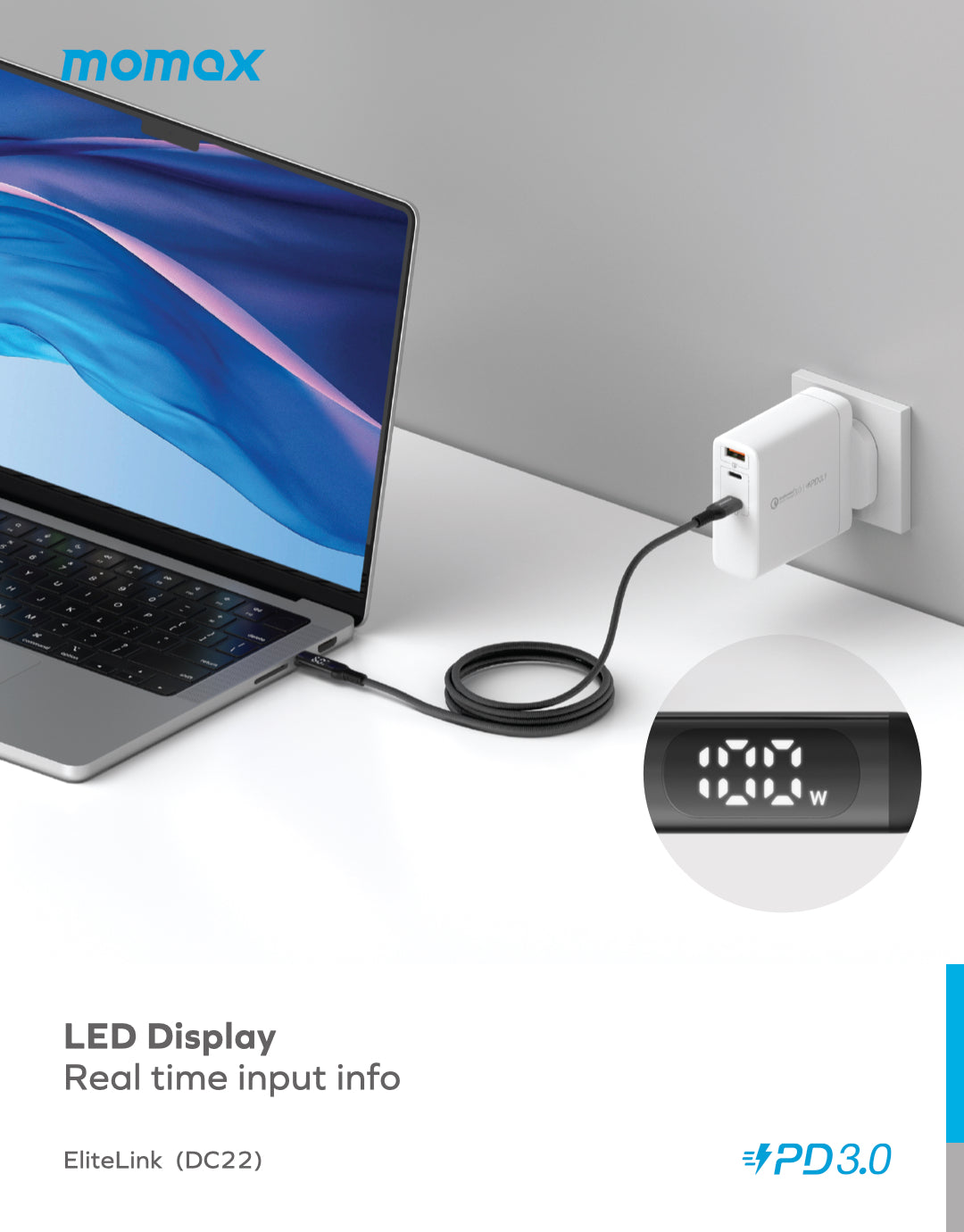 Elitelink USB-C to USB-C PD 100W LED尼龍編織快充線 (1.2米)