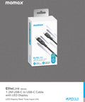Momax Elitelink USB-C to USB-C PD 100W LED尼龍編織快充線 (1.2米)