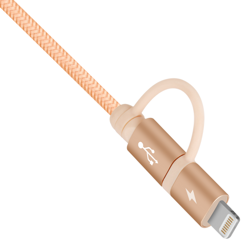 One Link 2合1 Micro USB + Lightning 編織紋連接線 (1M)
