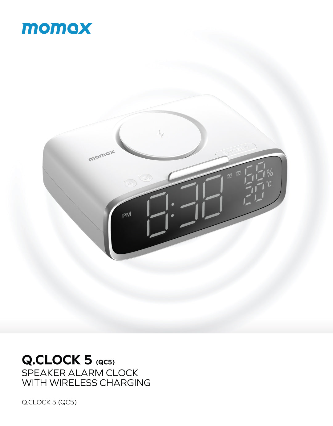 Momax Q.Clock5 無線充電電子鬧鐘 QC5