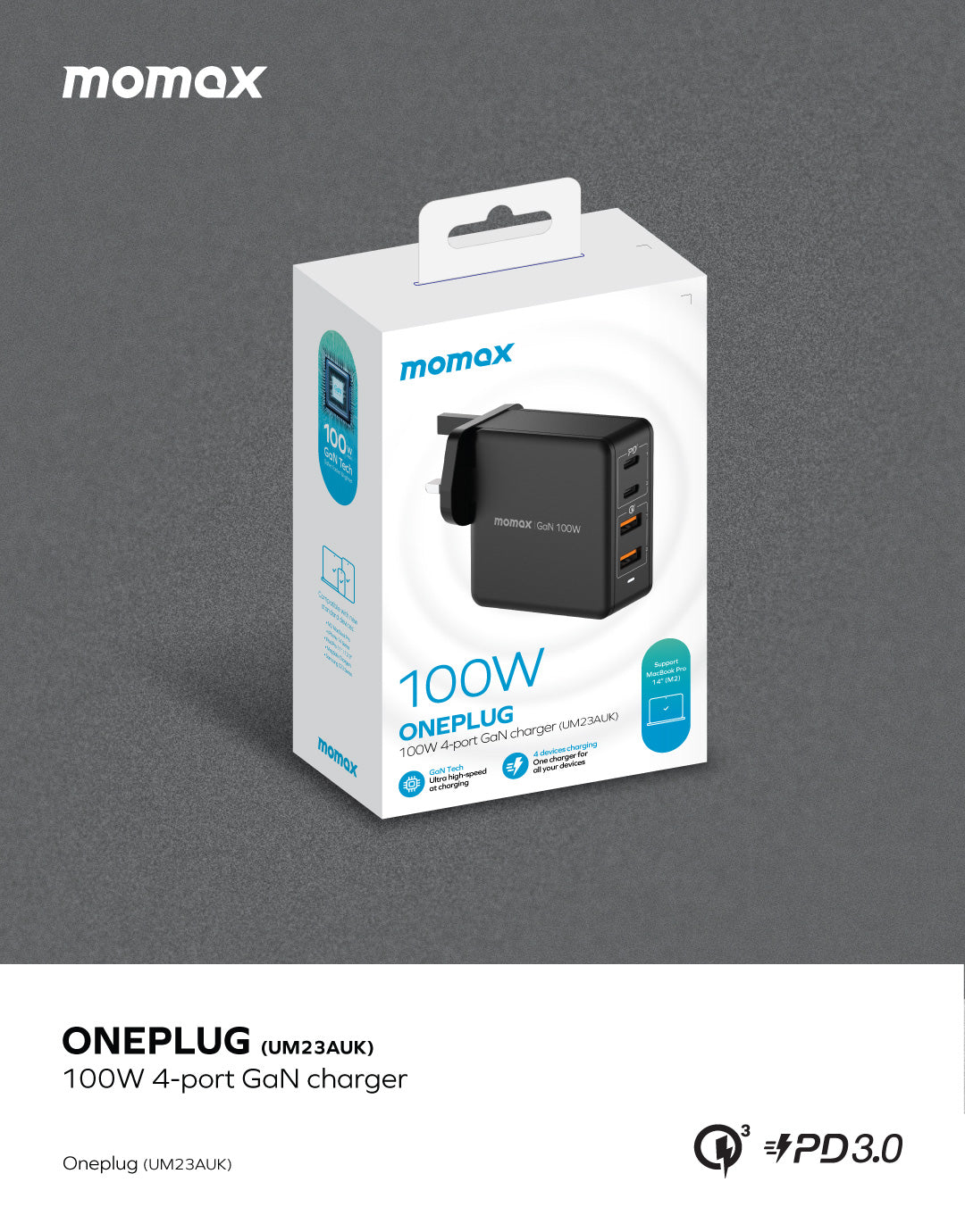 ONE PLUG GaN 100W 四輸出快速充電器– Momax HK