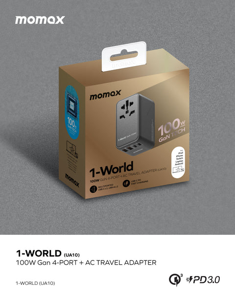 Momax 1-World - 夢想家 100W GaN 全方位快充旅行插座