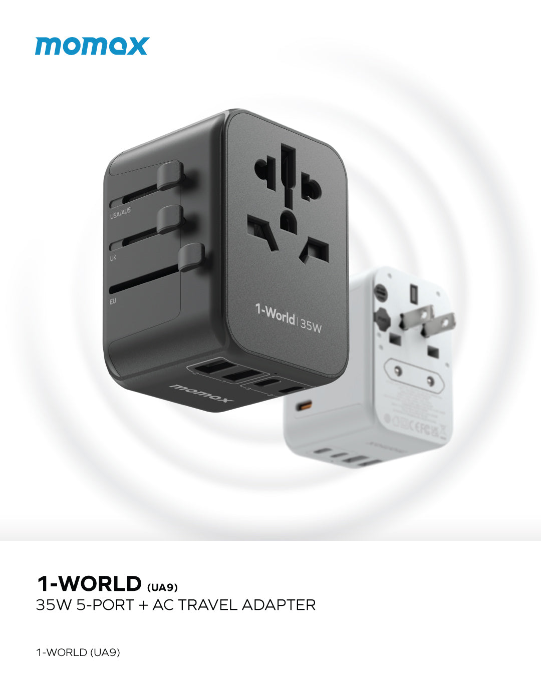 Momax 1-World USB PD35W 5 USB 旅行充電插座