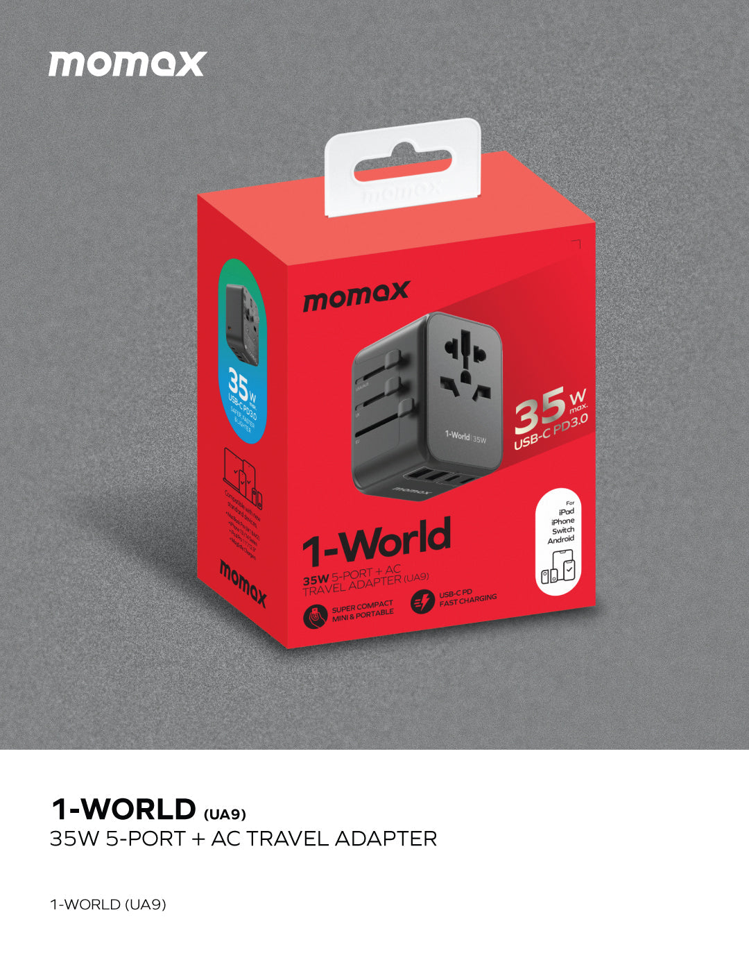 Momax 1-World USB PD35W 5 USB 旅行充電插座