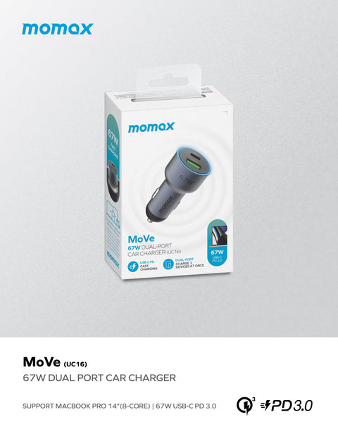 Momax MoVe 67W 雙輸出車載充電器