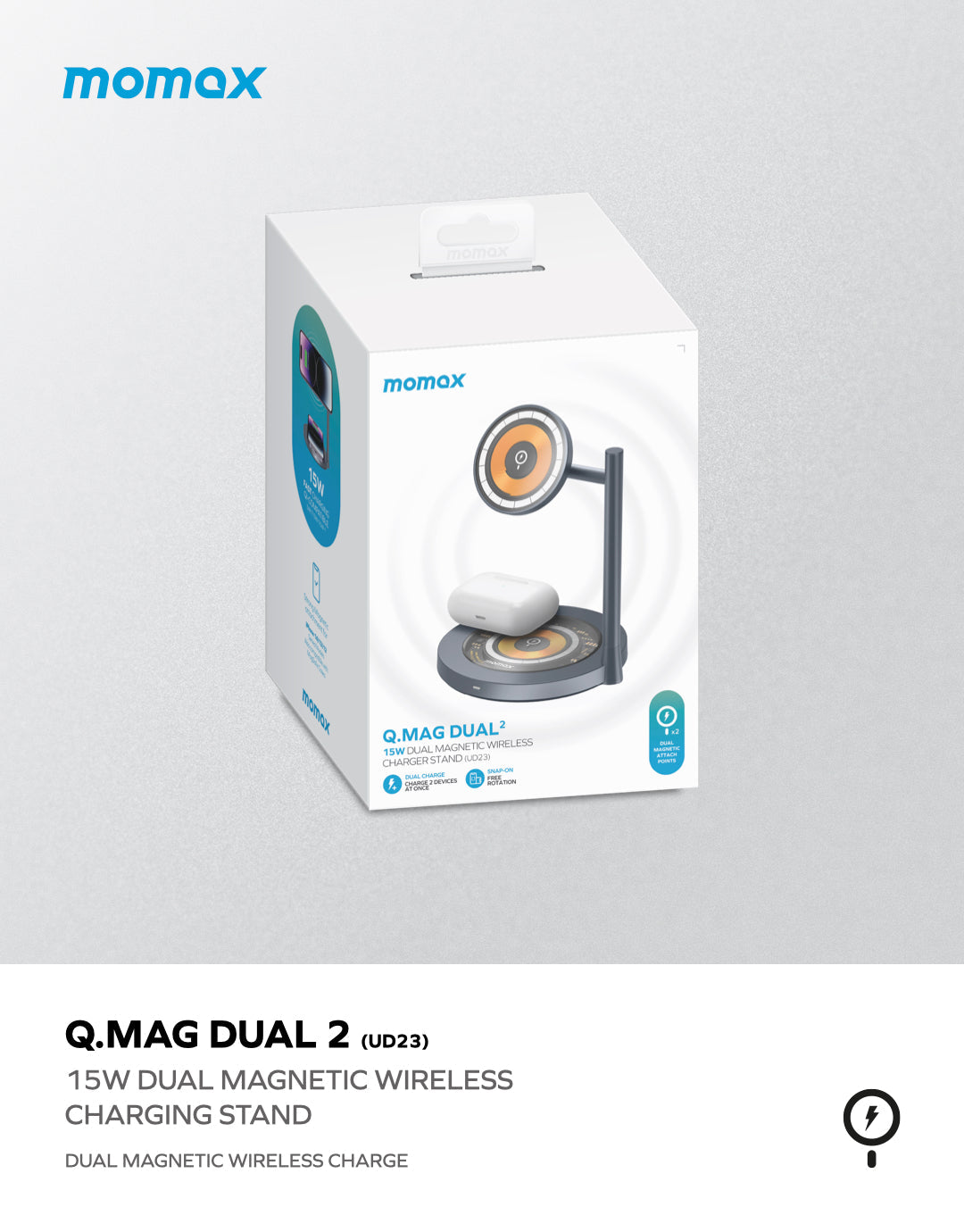 Q.Mag Dual 2 透明二合一磁吸無線充電座– Momax HK