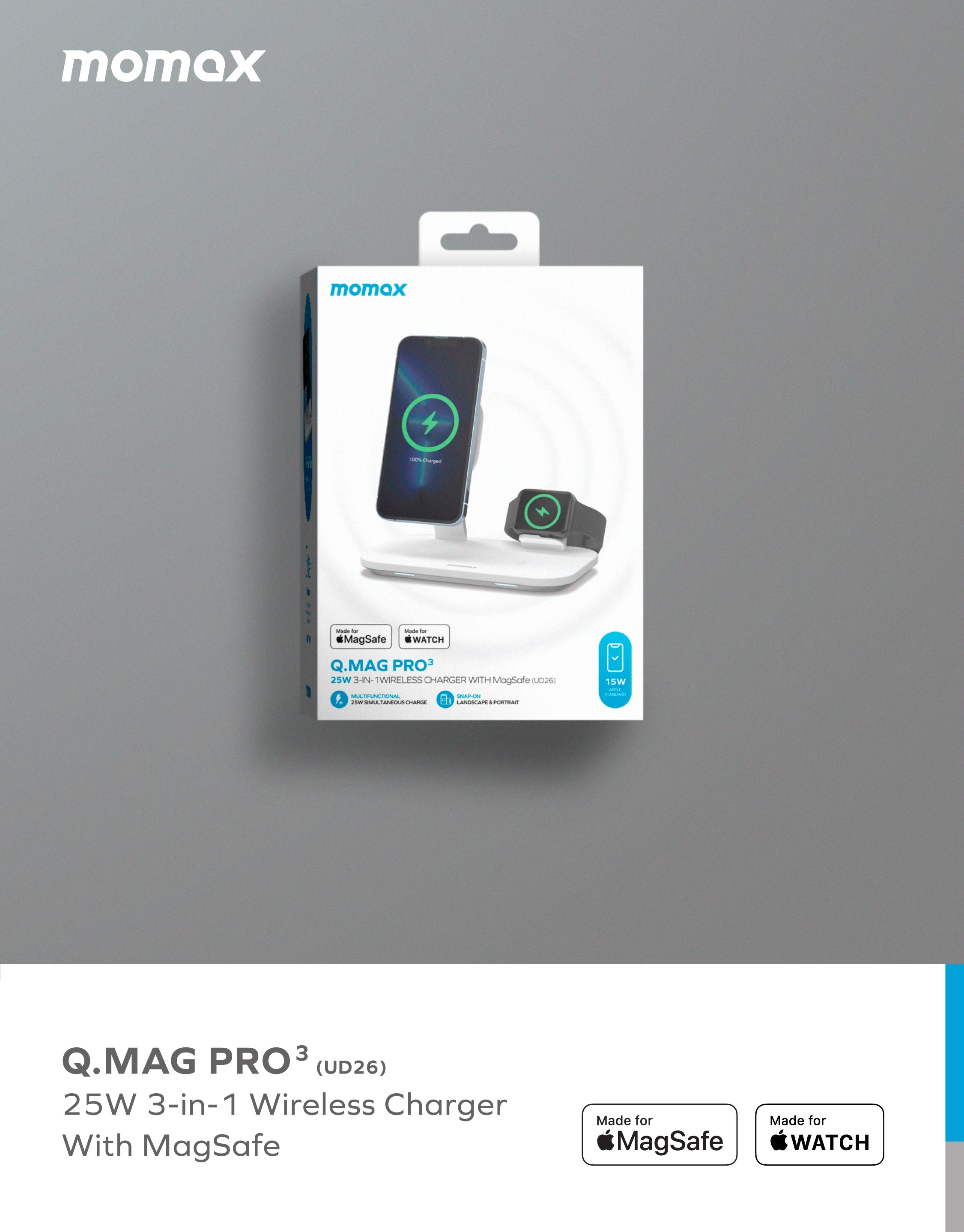 Q.Mag Pro 3 三合一MagSafe無線充電座