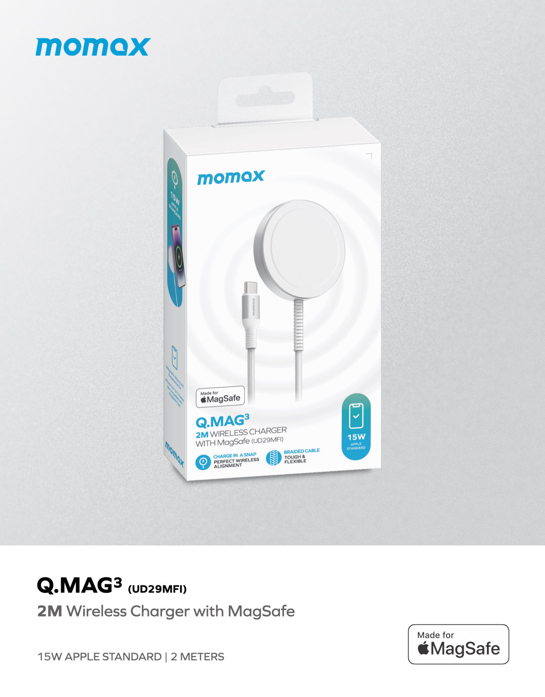 Momax Q.Mag 3 15W MagSafe 無線充電器