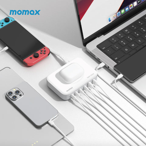 Momax ONEPLUG GaN 100W 六輸出連無線充桌面充電座